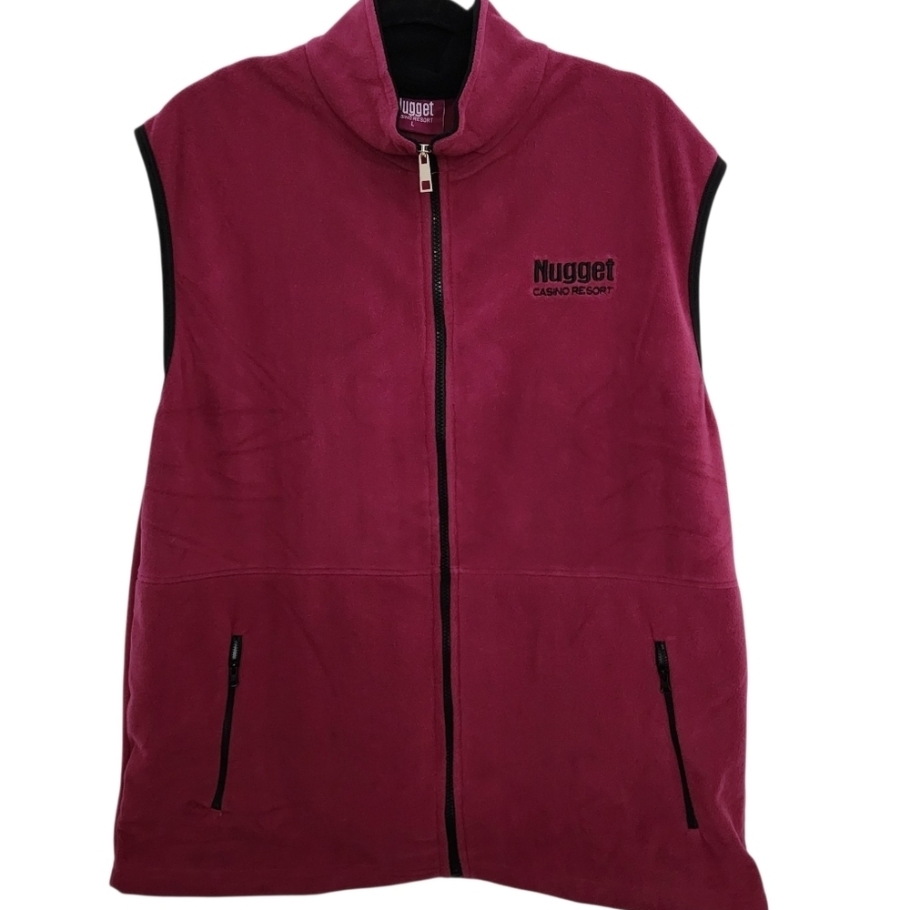 Nugget Casino Resort Unisex Magenta Fleece Vest Full Front Zip Zip Pockets Large
